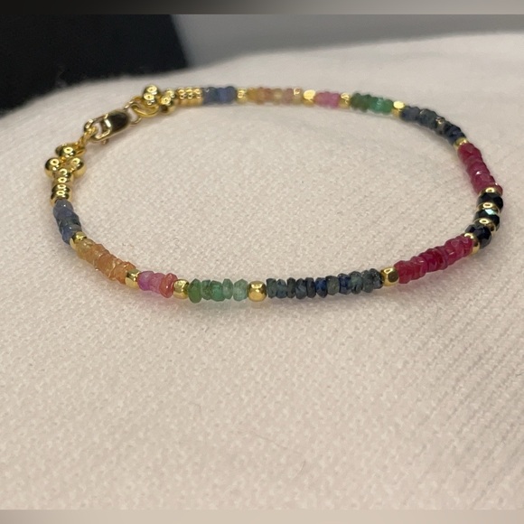 Blue and Multi Colored Sapphire Vermeil Bracelet - Picture 3 of 6